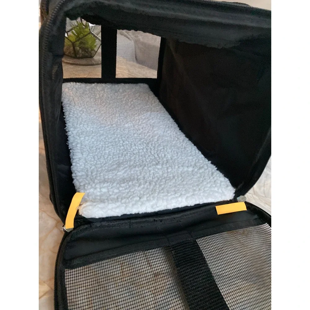Black Soft Sided Pet Carrier Small Dog Cat Travel Bag with Mesh Windows Strap